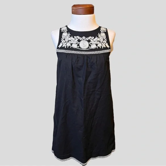 NWT J. Crew Sleeveless Embroidered Linen Cotton Mini Dress Black & White Sz XXS NWT J. Crew Sleeveless Embroidered Linen Cotton Mini Dress Black & White Sz XXS